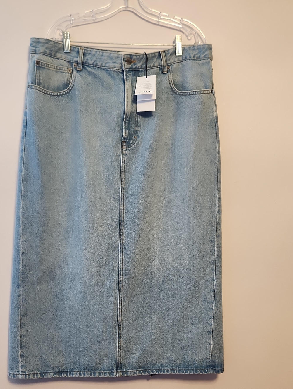 Coach Light Wash Denim Midi/maxi Plus Size 16 Skirt